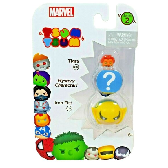 Marvel Disney Tsum Tsum 3 Character Pack Tigra, Iron Fist and Mystery Figure New - Picture 1 of 2